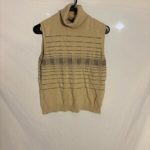 i.e. Vintage Cream Sleeveless Turtleneck Sweater Vest Tank Sz L